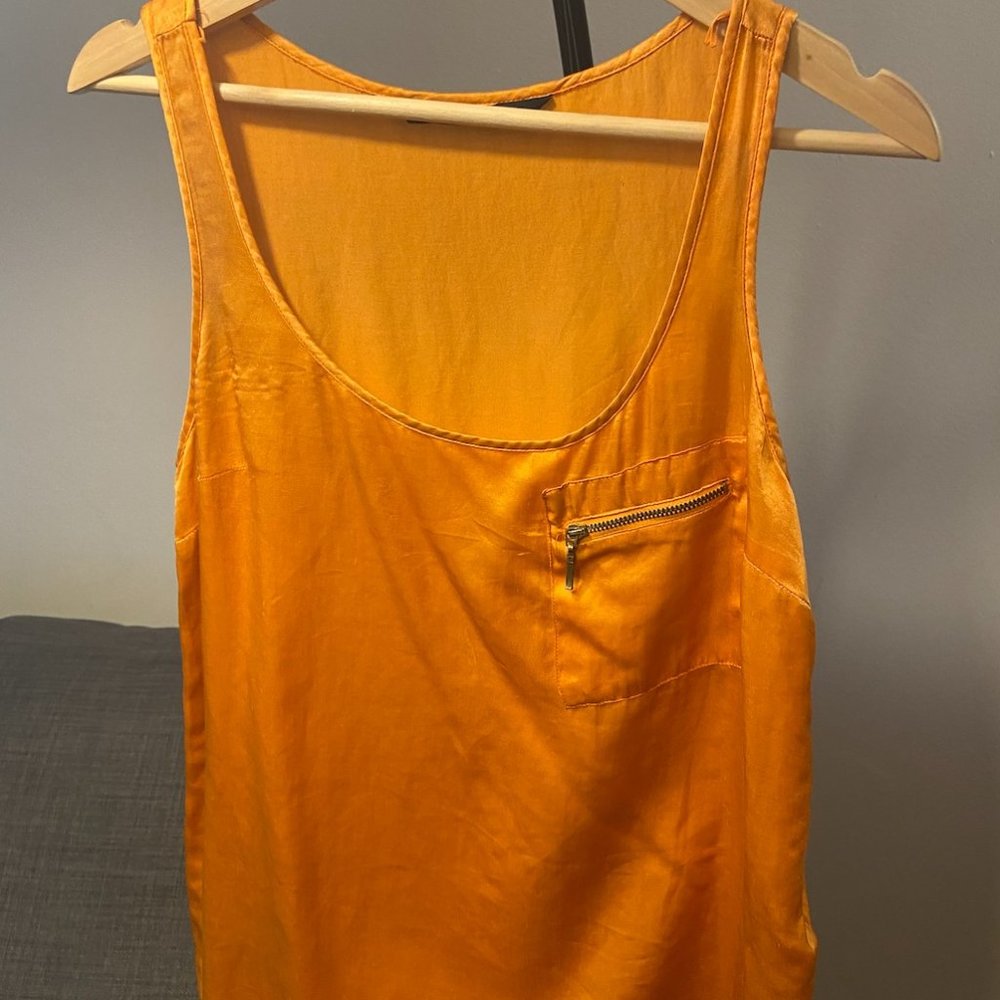 Zara Orange Silk & Cotton Blend Blouse